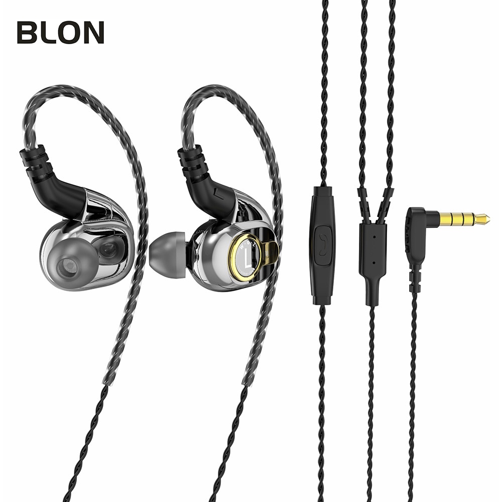 Blon BL-05 bl05 BL-03 bl03 10mm 2nd geração de nanotubo carbono diafragma cnt no ouvido fone alta fidelidade dj esporte fones: BL05 silver with mic