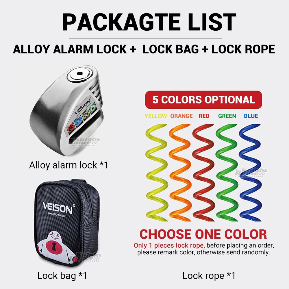 Veison Motorfiets Alarm 130dB Anti-Diefstal Motorfiets Slot Fiets Alarm 304 Rvs Disc Quad Lock Fietsslot Motopadlock: ALLOY SL E SET