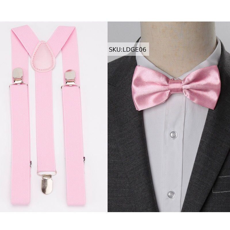 Hängslen herr fluga suspensorio för man kvinnor solid fluga hängslen byxor tirantes hombre bröllop fritid rosa skjorta stannar: Rosa