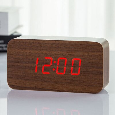 JINSUN Alarm Clocks Wood Bamboo LED Thermometer Digital Voice Table Clock Big Numbers Digital Clock KSW103