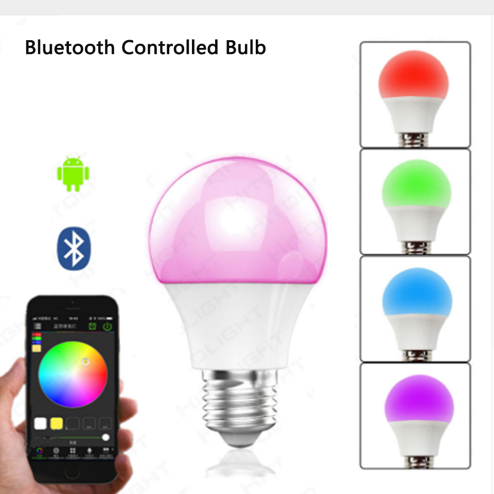 Stijl 4.5W Smart Lamp E27 Super Heldere Bluetooth Afstandsbediening RGBW Timing Gloeilamp Smart Telefoon Afstandsbediening lampen