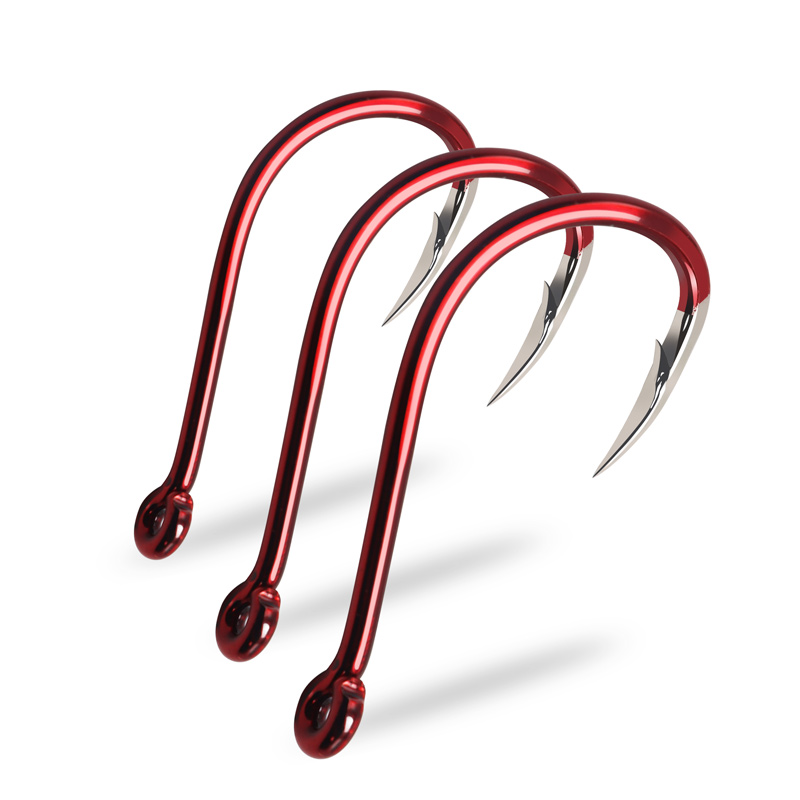 ZYZ 8-35 Teile/beutel rot Angelhaken 16 Größen Scharfe Dreieckige versetzt Haken Spitze Stacheldraht CHINU Haken Kreis Angelhaken angehen