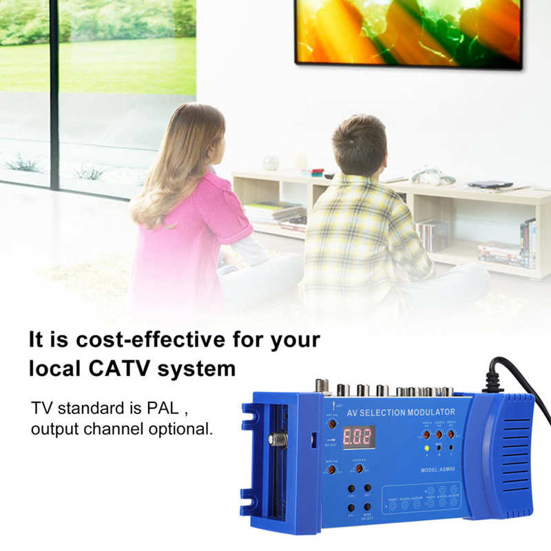 ASM90 Digital Domestic Modulator AV Optional Modulator VHF UHF PAL Standard Portable Converter for EU Plug