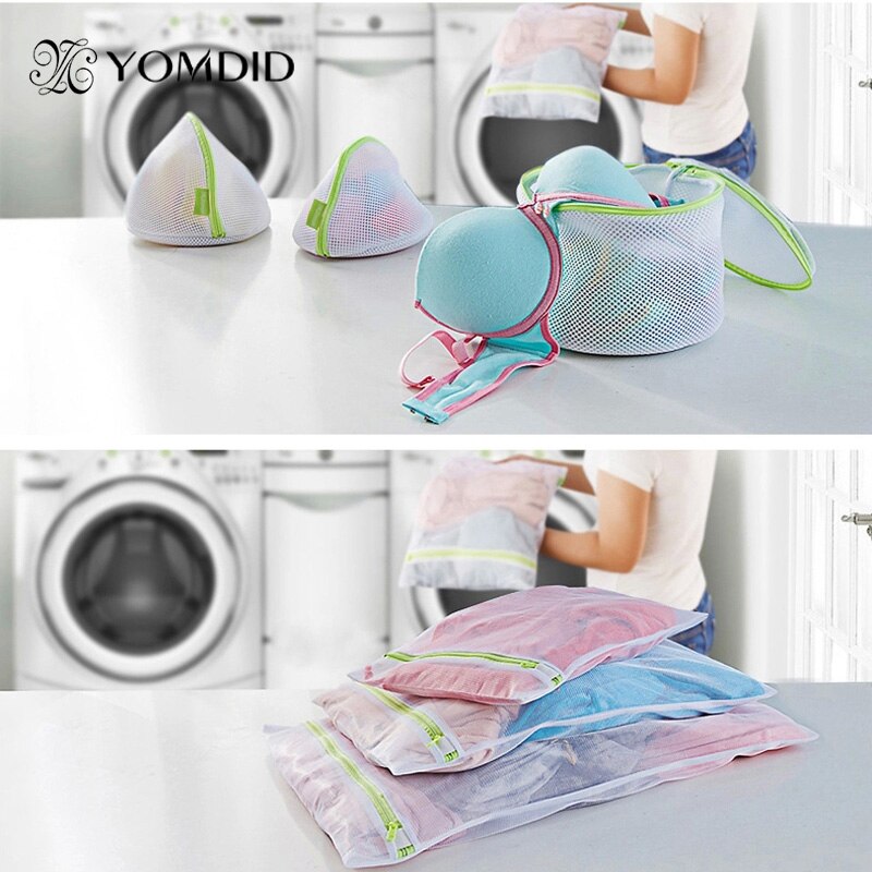 6 Stks/partij Bescherming Mesh Bag Voor Shirt Sok Ondergoed Wassen Wasmand Duurzaam Ritssluiting Mesh Waszak