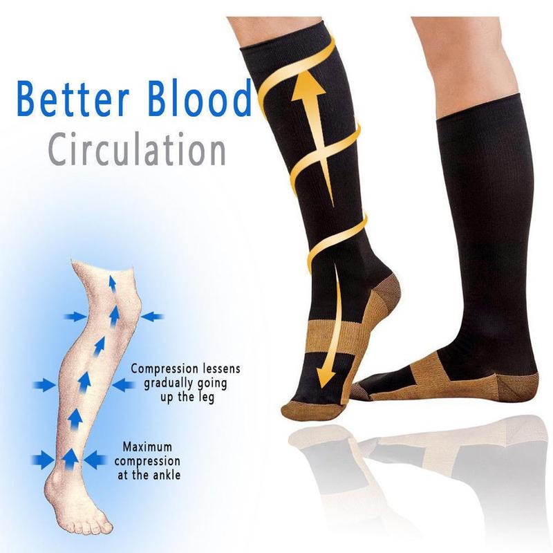 cuivre infusé chaussettes de Compression 20-30mmHg gradué hommes femmes Patchwork chaussettes longues S-L
