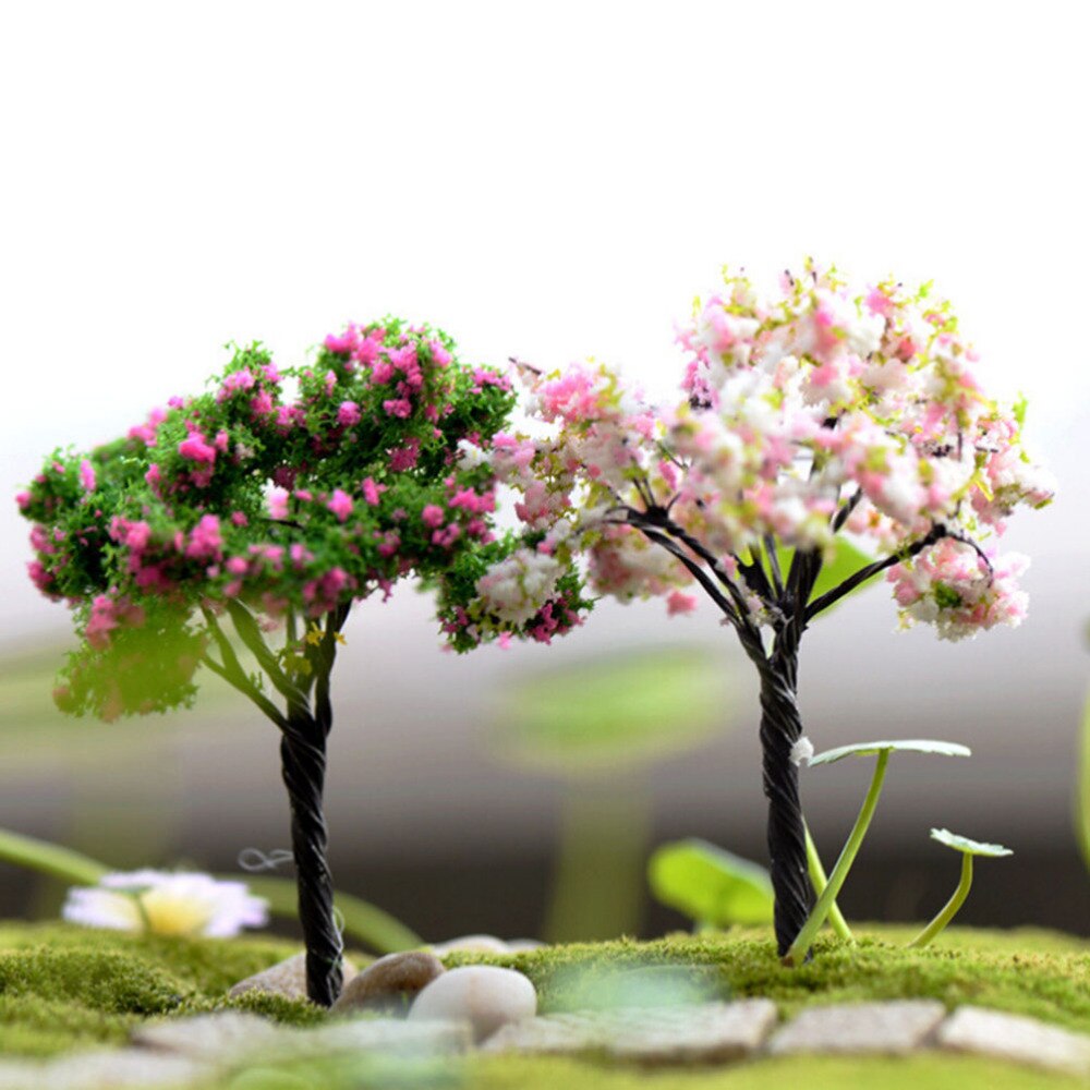 1 stk mini tre terrarium plante figurer hage miniatyr harpiks håndverk mikro landskap bonsai kunstig fe hage forsyninger