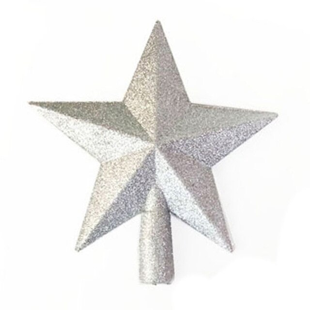 Gold Silver Christmas Star Ornaments Xmas Home Decor 1pc Christmas Tree Top Decoration 200mm Shatterproof Glitter Star: Silver