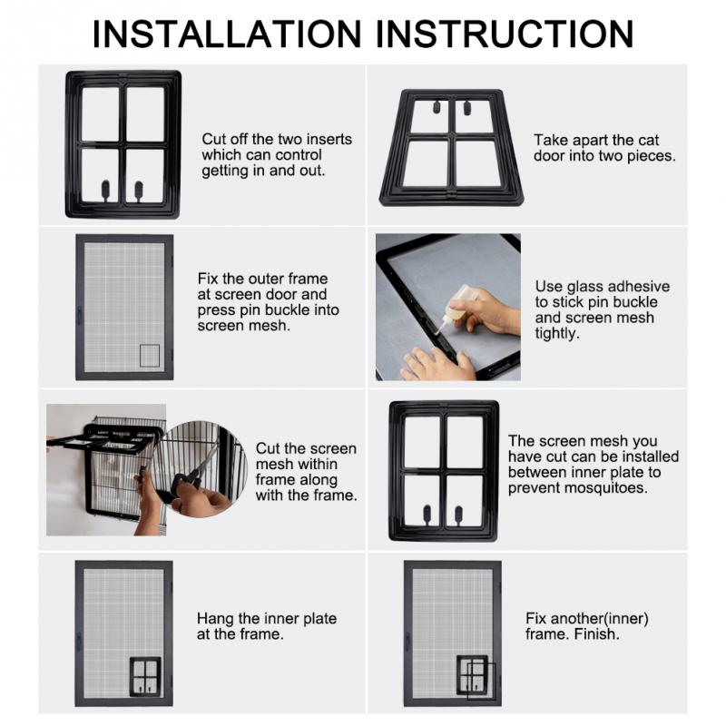 Automatic Magnet Lockable Plastic Pet Dog Cat Door for Screen Window Security Flap Gates Enter Freely Plastic Pet Dog Cat Door