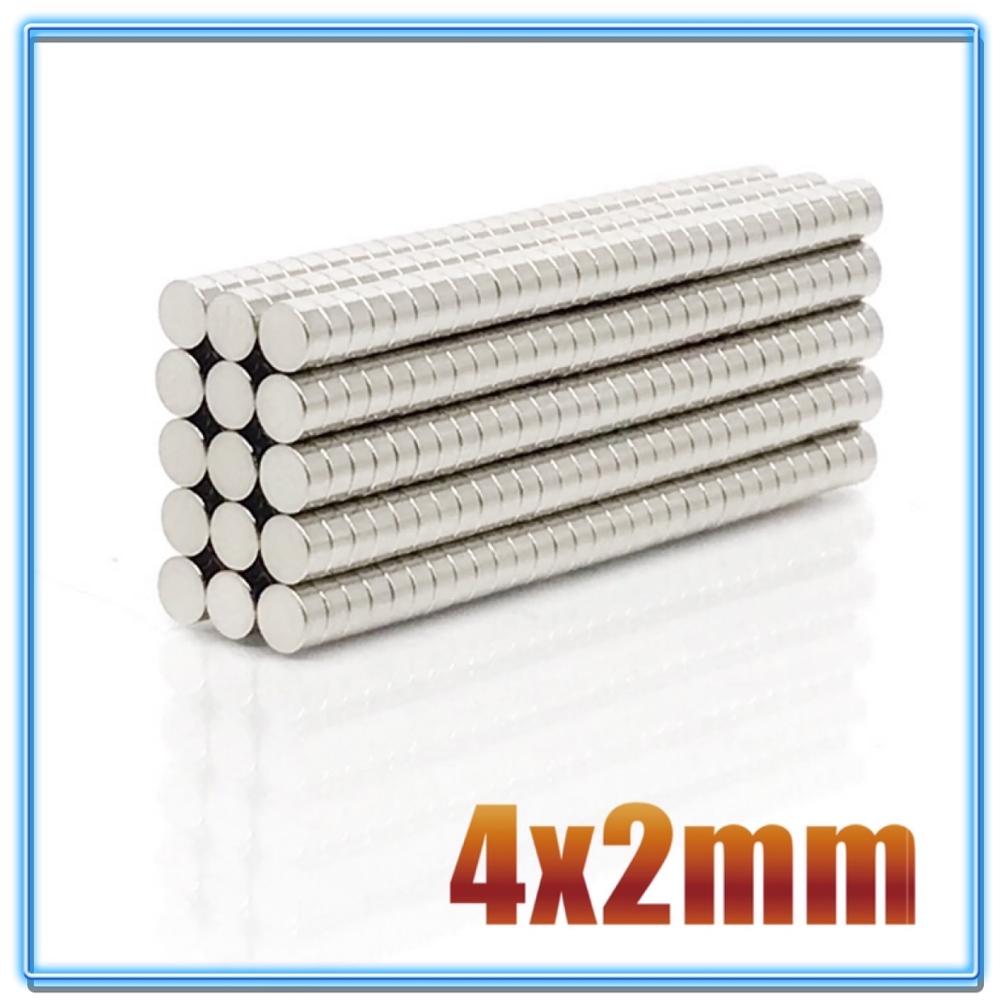 100Pcs Mini Small N35 Round Magnet 4x1 4x1.5 4x2 4x3 4x10 mm Neodymium Magnet Permanent NdFeB Super Strong Powerful Magnets 4*2: Silver