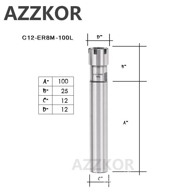 Straight Shank Handle Engraving Clamp Extension Collet Type M Chuck Holder Rod Tools Elongation ER8 ER11 ER1620 Milling System: C12-ER8M-100L