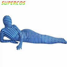 Traje Zentai Spandex de para de Carnaval de Halloween con rayas azules y blancas