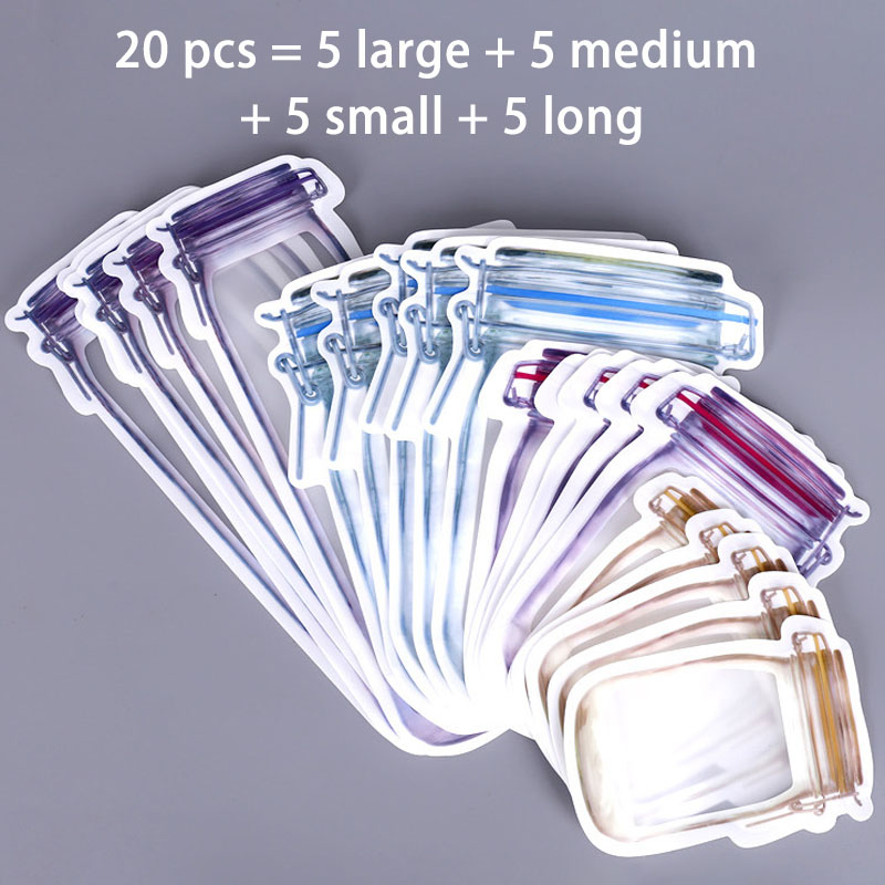 Reusable Composite Irregular Packing Bag Kitchen Zipper Sealed Vacuum Fresh-Keeping Bottle Bag Mason Self Sealing Bag