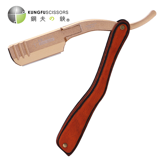 Professionele Kapper Scheermes Opvouwbaar Handmatig Scheermes Houten Handvat Baard Rechte Rand Scheermes Voor Man: Blauw