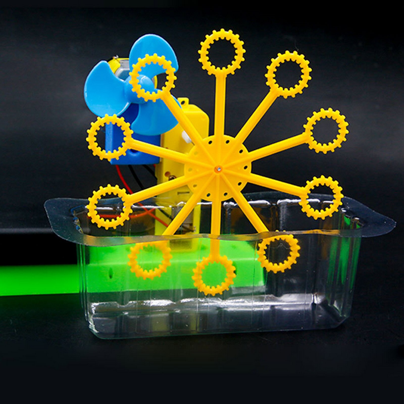 Handmade Bubble Machine DIY Bubble Steam Assembly Foaming Machine Educational Kit Electric Toy Science Experiment DIY Set