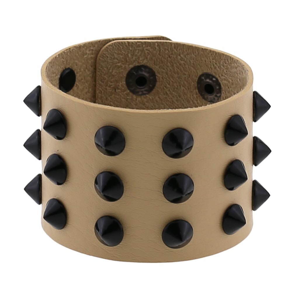 Bracelet gothique Punk Steam pour hommes, noir, blanc, rouge, en cuir pour femmes et hommes, bouton pression, bijoux: Khaki