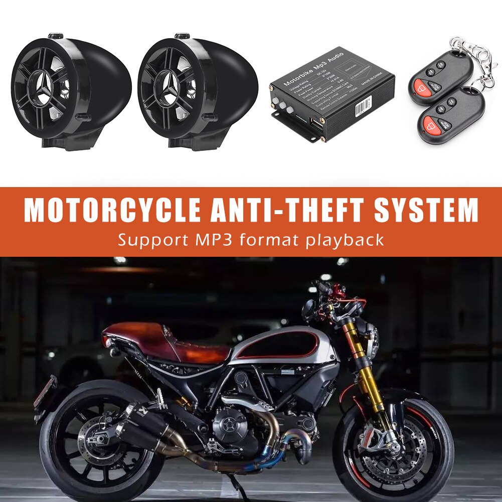 Remote Control Motorcycle Alarm System MP3 FM Radio Ordinary Layout Operation Conveninently Speaker Amplifier