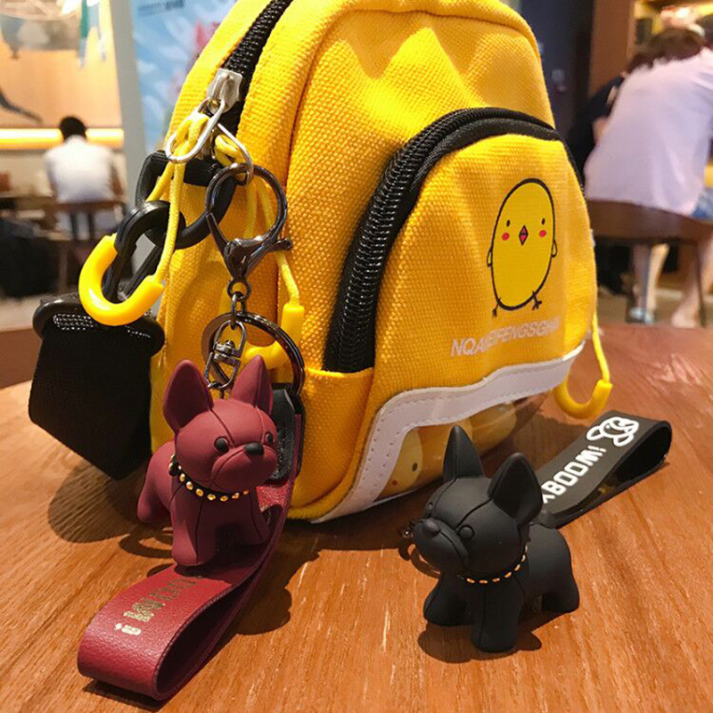 Fadou-Llavero de coche con forma de cachorro, exquisito colgante de bulldog de celebridad de Internet para mujer, colgante de mochila escolar para niños, llavero para amantes