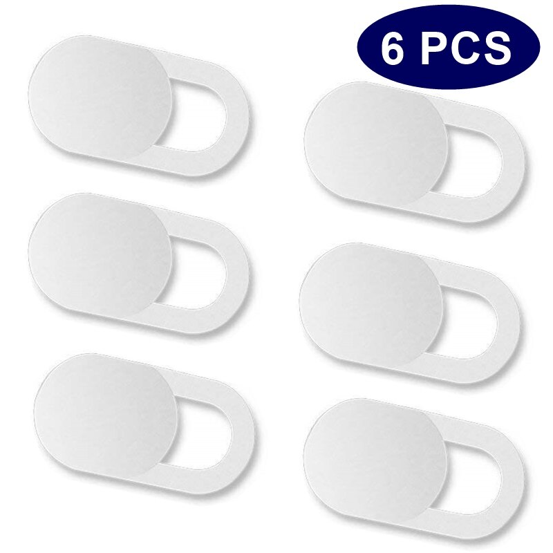 Cubierta Universal para WebCam, cubierta Ultra delgada con imán de obturador, cubierta para lente de cámara deslizante para Web IPhone, Macbook, iPad, portátil, pegatina de privacidad: 6 PC White