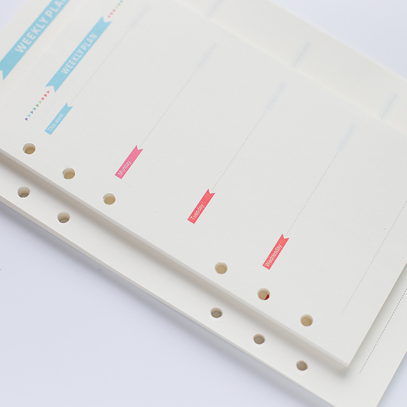 Tijdschrift Agenda Plannner Notebook A5 Insert Vullingen 6 Gaten Losse Blad Spiral Ring Binder Dagboek Planner Binnenste Kern 100G papier