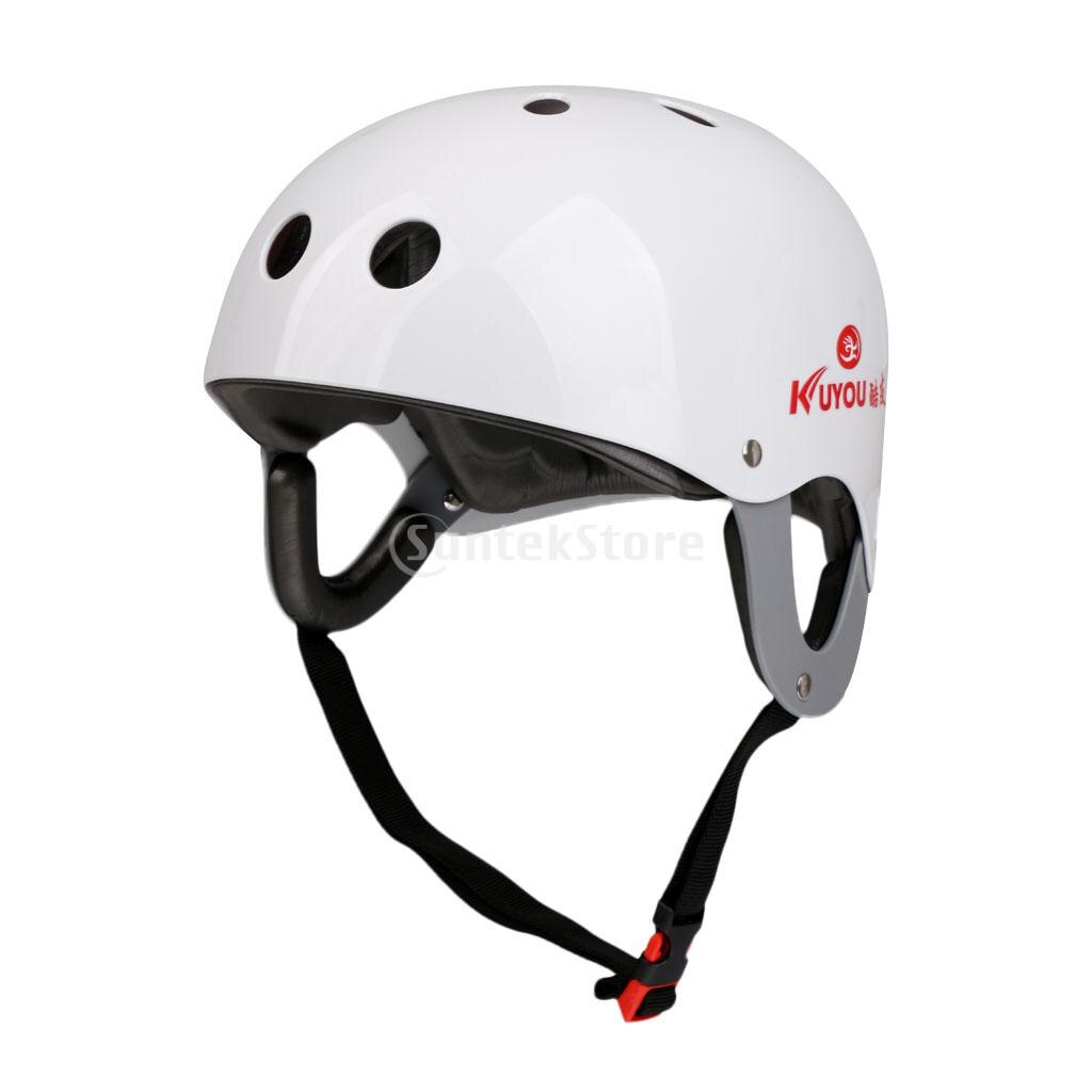 Pro sikkerhedsjusterbar hjelm med ce-certificering til vandsport kite wake board kajakrafting rafting hovedomkreds 57-62cm: Hvid