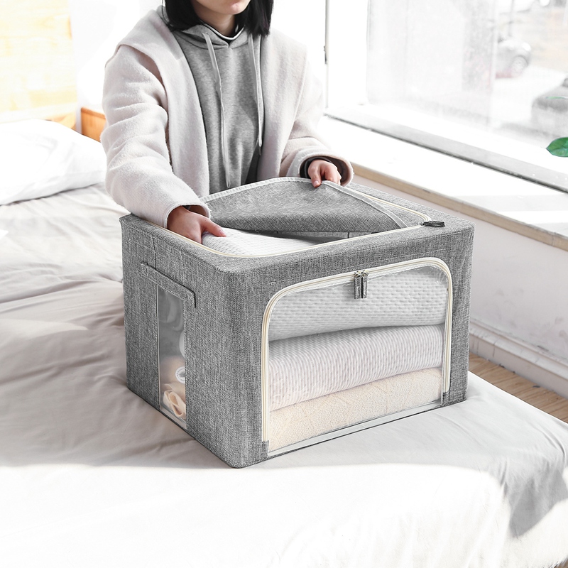 1Pcs Thicken Storage Box Fabric With Cover Fold Baina Box Large Window Clothing Toys Home Storage Box Packing Bag