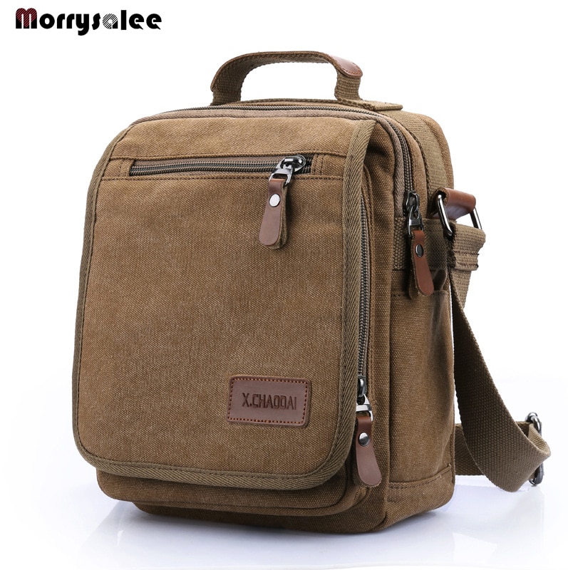 Vertical Square Canvas Bag Men's Messenger Bag Large Capacity Shoulder Bag Handbag Handsome Bag For Male