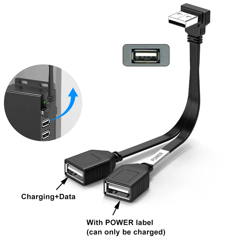 1 to 2 usb-förlängningssladd för dator 65w x snabbladdningskabel för platt data 10/20cm x mobiltelefonbilsplitter: Armégrön / Linjekontakt