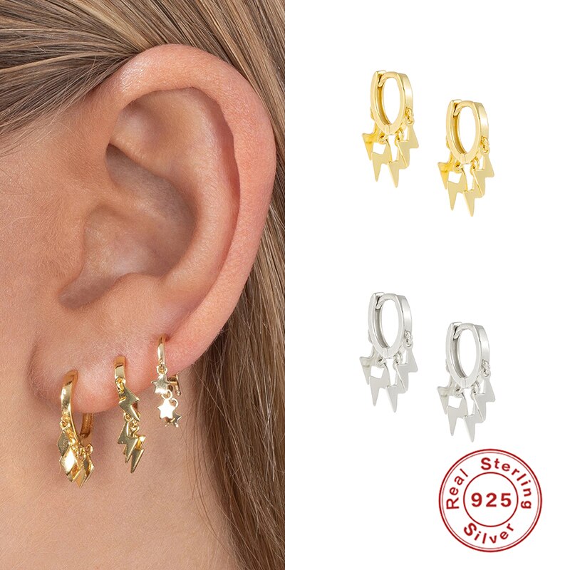 Inmaker Creatieve Glossy Mini Lightning Oorringen Voor Vrouwen Mannen 925 Sterling Zilveren Oorbellen Sieraden Boucle D' Oreille