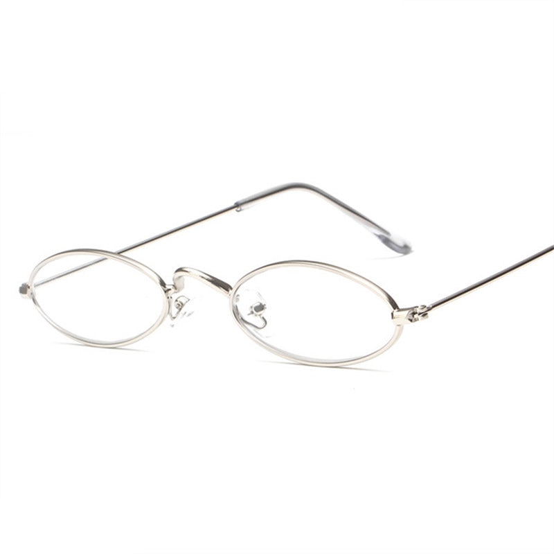 Kaleidoscope Glasses Small Oval Sunglasses Men Women Retro Metal Frame Red Vintage Round Skinny Cat Eye Sun Glasses UV400: C8