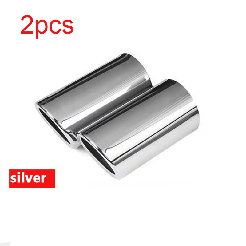 Para Volkswagen Tiguan 2 exclusivo coche estilo 'silenciador de escape de acero punta tubo de cola Trim Auto accesorios 1,4 T: 2 PCS SILVER