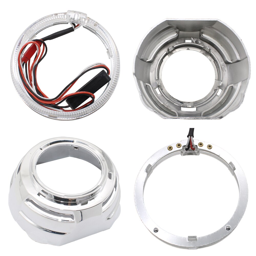 TAOCHIS 3.0 inch Bi-Xenon Projector Lens Shroud With Light Guide Angel Eyes Headlights for bi led Projector Lens