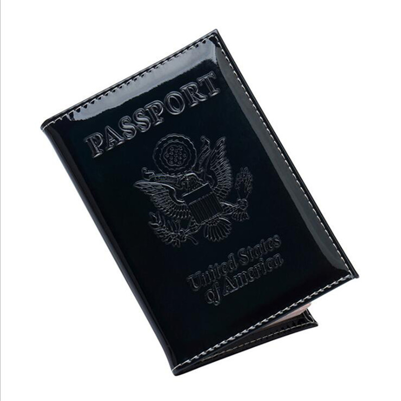 Mode Pu Usa Vrouwen Mannen Paspoorthouder Paar Modellen Meisjes Reizen Paspoort Cover Unisex Kaart Case Man Kaarthouder Protector: black