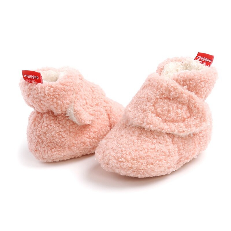 Inverno do bebê recém-nascido meninas botas de neve sapatos sólida cashmere de pelúcia retalhos botas moda fundo macio sapatos berço quente