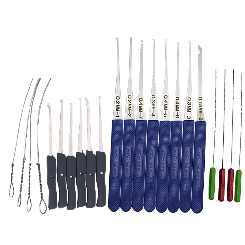 Locksmith Lock Pick Set Stainless Steel Double Row Tension Removal Hooks Lock Picks Tools Lockpick: WHITE