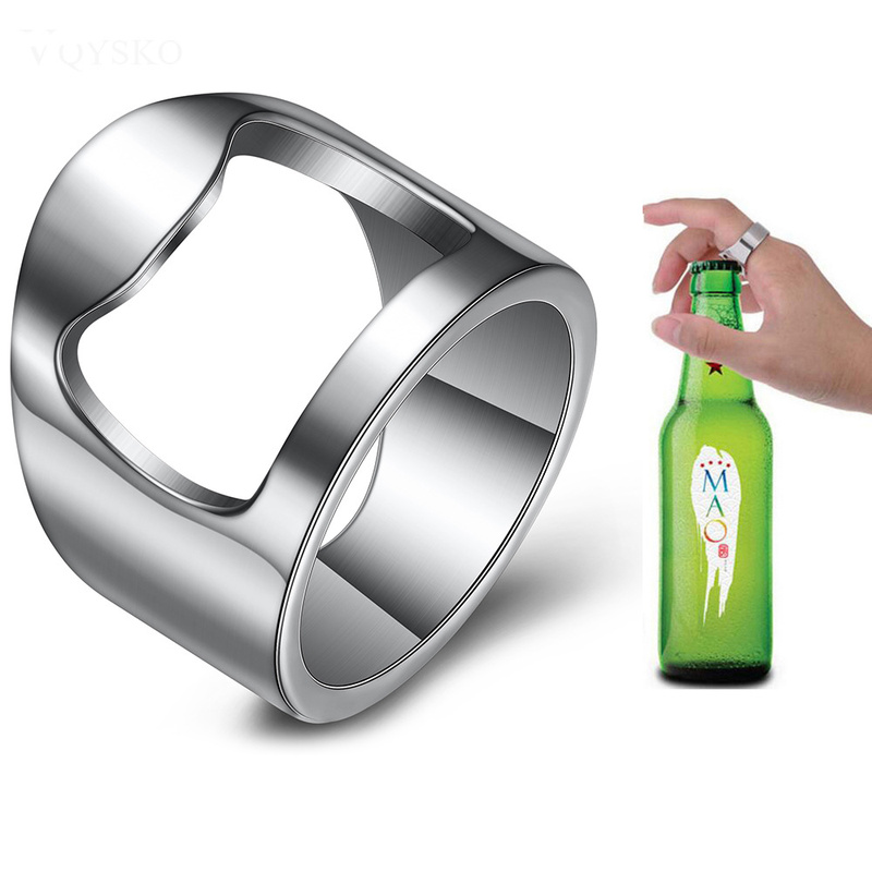 Anillo abridor de botellas, sacacorchos , anillo de dedo de acero inoxidable, abrelatas de cerveza, Gadgets, accesorios de cocina para Bar fresco,