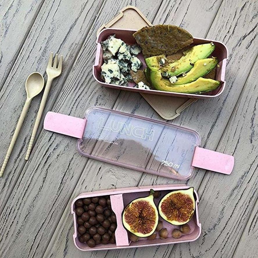 3 Layers 900Ml Health Materials Microwave Oven Lunch Box Wheat Lunchbox School Office Tableware Food Storage Container Bento Box