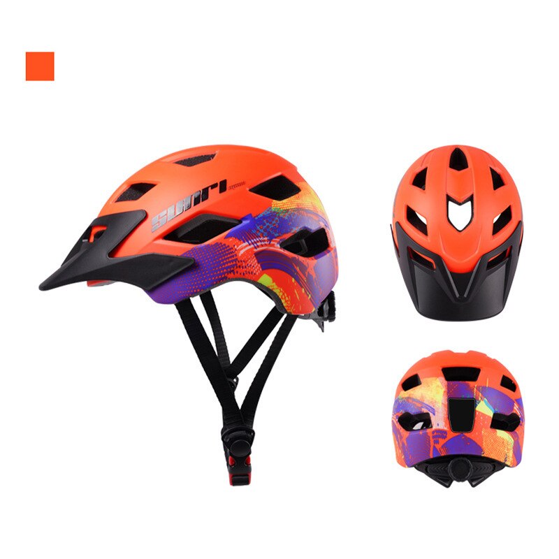 SUNRIMOON Cycling Helmet Unisex Safety Hat Sliding Scooter Balance MTB Bicycle Helmet With Rearlight Mountain Bike Kid Helmet: Orange