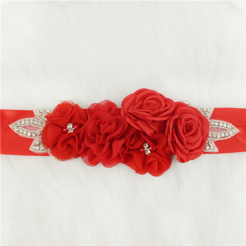 Cinturones de boda con diamantes de imitación para mujer, accesorios de boda, banda de flores de satén, pretina para niña, cinturón de boda
