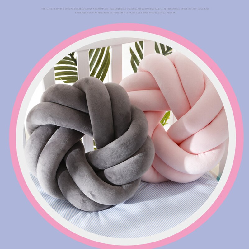 Almohada con nudos para decoración del hogar, cojín trasero hecho a mano de 30CM, suave, de felpa, para sofá y cama