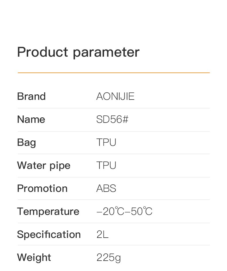 AONIJIE-contenedor doble SD56, bolsa de agua de 2L, depósito suave, paquete de hidratación, bolsa de almacenamiento de bebidas, libre de BPA con tubería doble