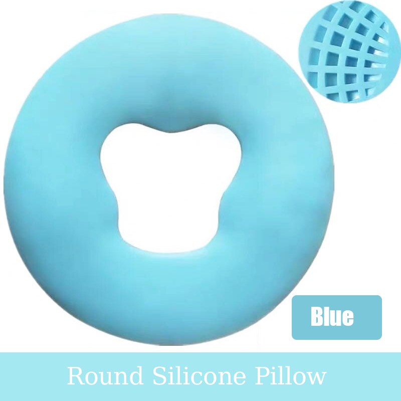 Non-Marking Non-Slip Face Pad Soft Spa Massage Silicone Face Relax Cradle Cushion Bolsters Pillow Pad Beauty Care Pillow: Non-Slip Bule