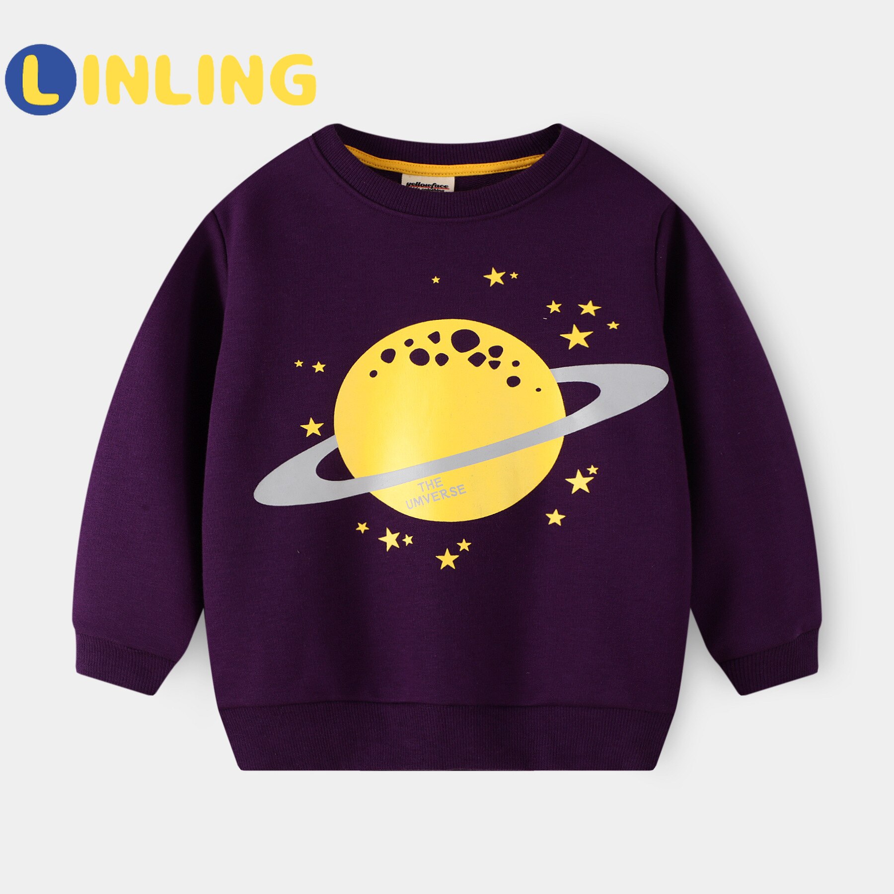 LINLING – t-shirt à manches longues pour garçons, en coton, doux, à la , bébé, enfants de 2 à 8 ans, dessin animé imprimé planète, V625, printemps-automne