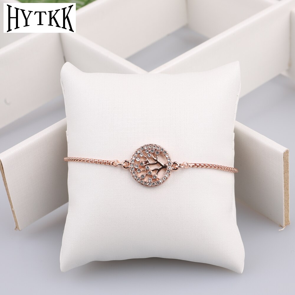 Pulsera de amor/árbol de la suerte chapada en oro rosa verdadero diamante de imitación pulsera ajustable de la suerte de la joyería para las mujeres: 5