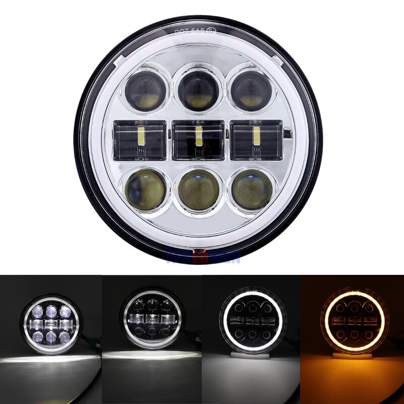 5 3/4" LED Headlights DRL 5.75 inch Iron 883 Dyna Headlamp for Triumph Rocket iii 3 Speed Tripl & Street Triple Driving Light: 1 PCS Silver Light