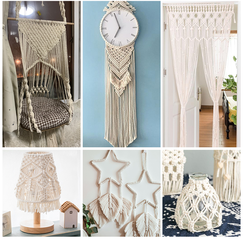 Cordón de algodón macramé cortado a mano de 1/2/3/4/5/6/8/10mm, cuerda de yute, hilo trenzado para manualidades DIY, decoración para de boda en casa