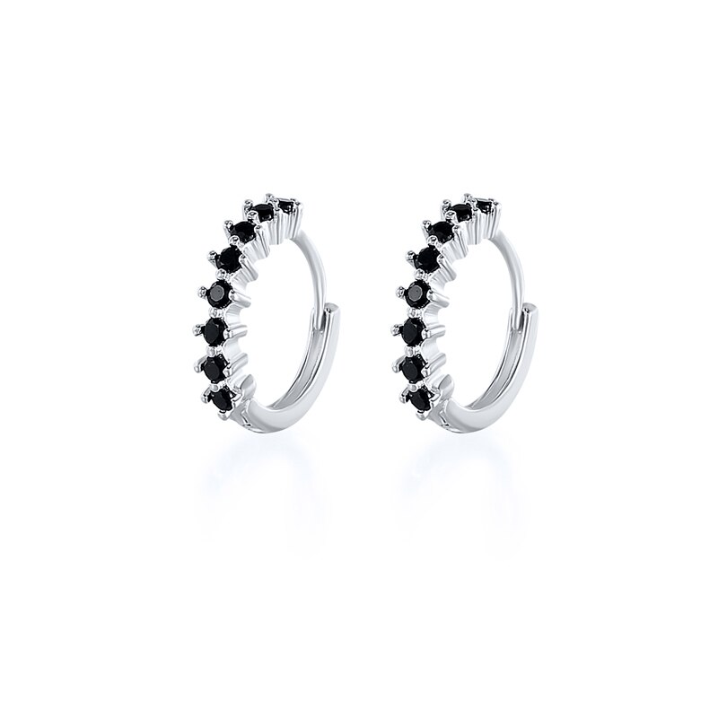 Roxi cirkel runde øreringe til kvinder lilla sort orange zirkon krystaller forlovelse bryllup øreringe sølv 925 smykker aros: Sort sten sølv