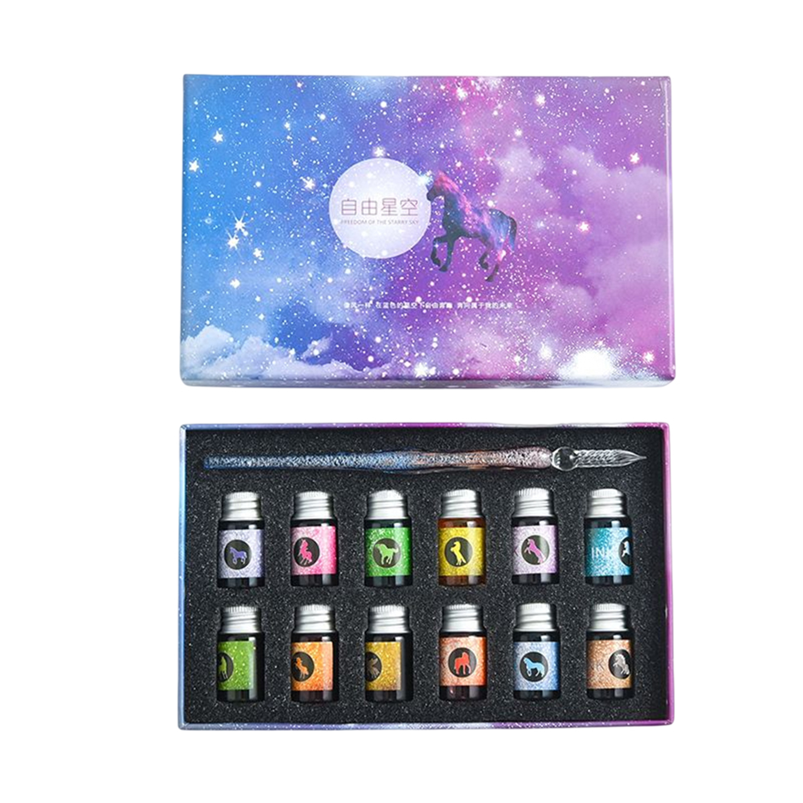 Calligraphy Glass Dip Pen Ink Set Portable DIY Markers Pen For Birthday