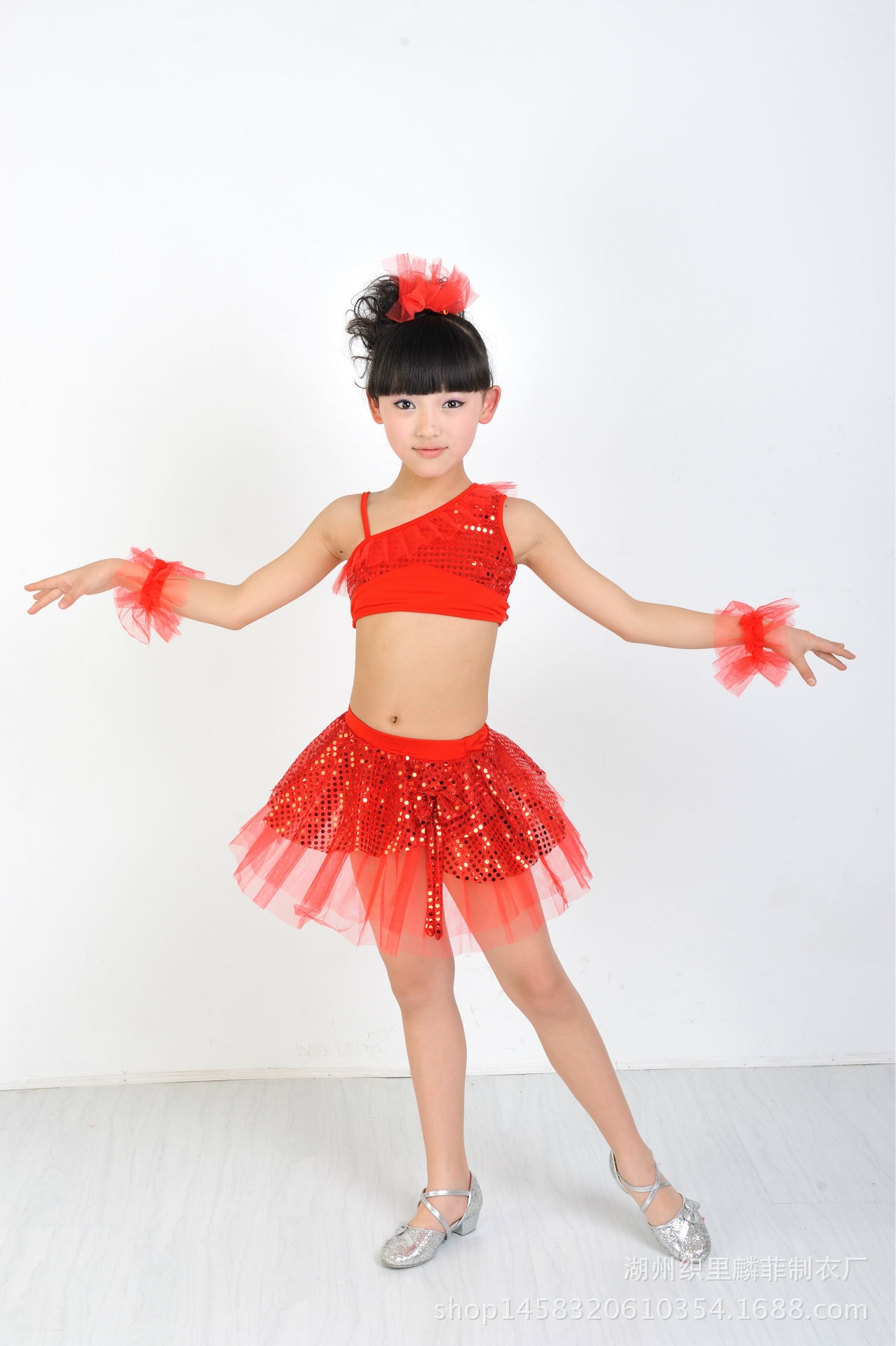 children in stage costumes of Latin dance modern split skirt dance dress sequins: 1 / height  120cm