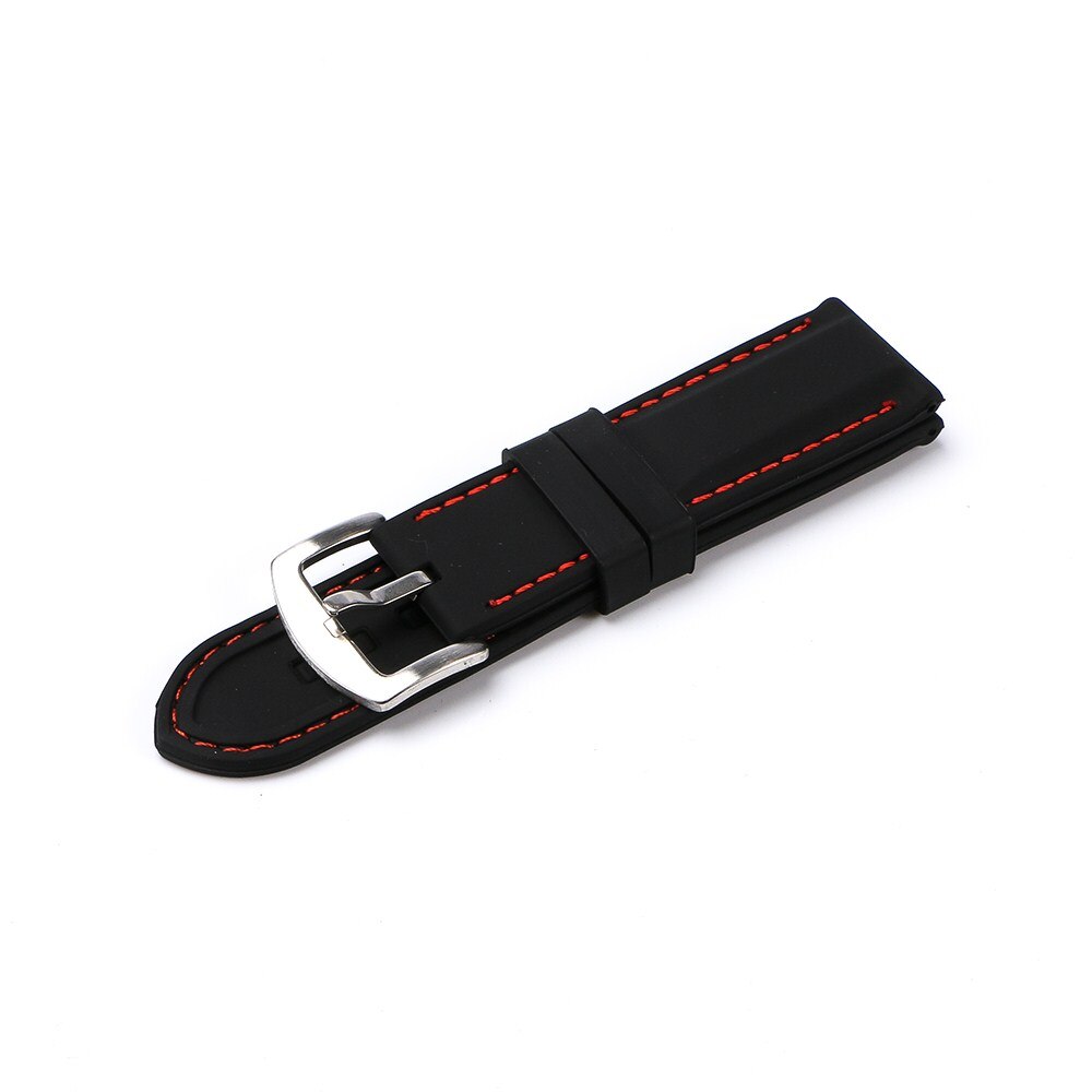 1pc Men Women 20mm 22mm 24mm Silicone Rubber Strap Black Sport Watch Band Universal Waterproof Watchbands: red / 20mm
