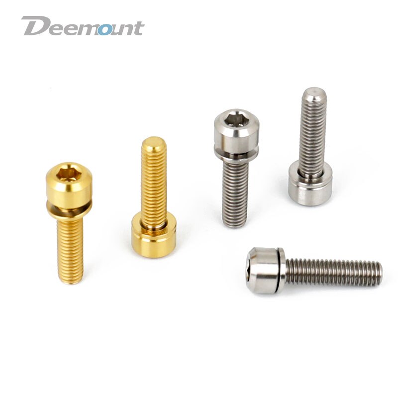 Deemount 6 pz/lotto di Titanio TC4 Bulloni M5x18 Esagonale Testa W/Rondella per Stelo cambio Morsetto del Reggisella Ti Vite Bicicletta parti di fissaggio
